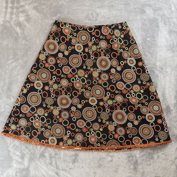 Talbots Women's Size 10 Black Multicolored A-Line Skirt Dot Design Lined - Picture 6 of 6